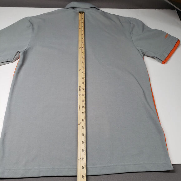 Amphenol TCS Polo Shirt Men Large Orange Gray Uniform 10th Anniversary Pique - Picture 5 of 15